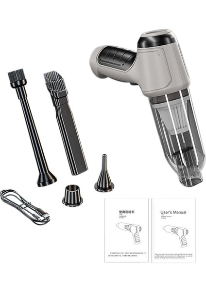 Yeni Kablosuz El Tipi Araba Mini Elektrikli Süpürge, Ev Için Şarj Edilebilir Yüksek Güçlü Kablosuz Süpürge (Gri) (Yurt Dışından)