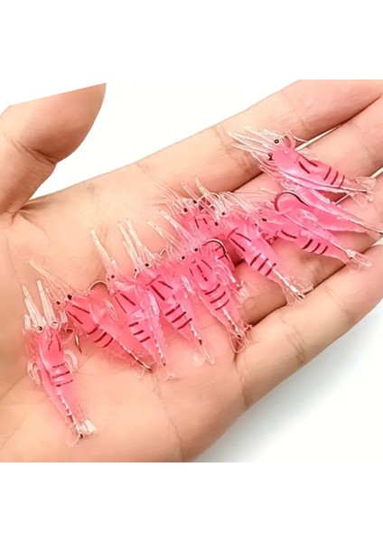 Silikon Mini Karides Yapay Yem Pembe 4 cm 5 Adet