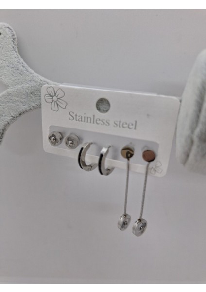 Şans Taşlı Çelik 6 Lı Küpe Seti indirimleri