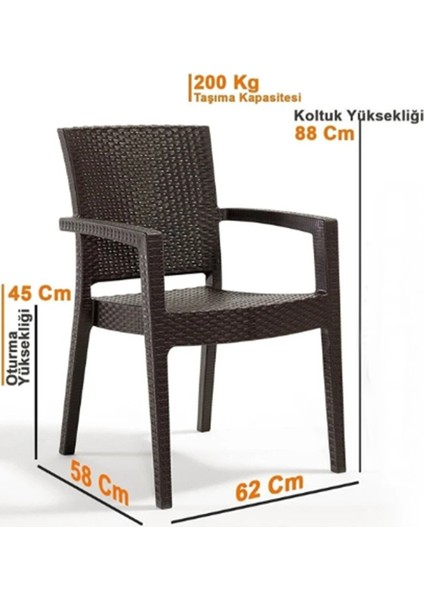 6 Adet Victor Koltuk Rattan Bahçe Balkon Masa Takımı 6 Kişilik Large 90 x 150 cm Camlı Set Pro 1.