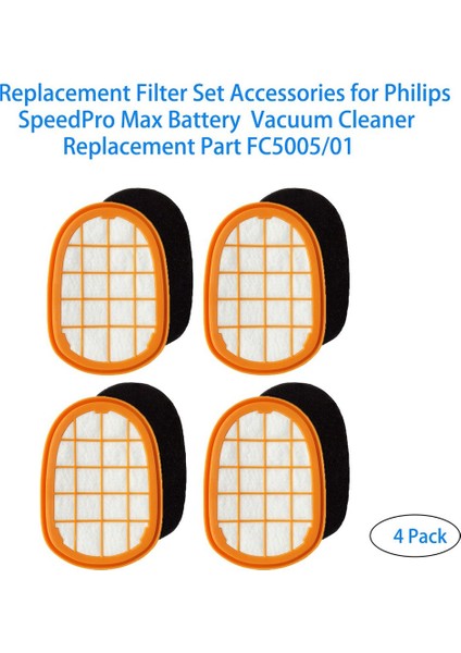 Speedpro Max Akülü Elektrikli Süpürge FC6802, FC6812 Için 4 Paket FC5005/01 Yedek Filtre Seti Aksesuarları (Yurt Dışından)