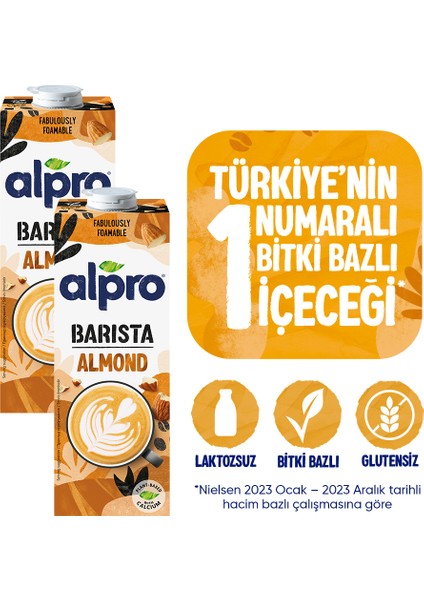 Barista Badem Sütü 2 x 1 lt Laktozsuz Bitkisel Vegan Süt