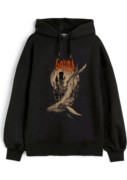 Gojira Progresif Metal Grubu Baskılı Kapşonlu Çift Taraflı Siyah 3 Ip Sweatshirt Hoodie