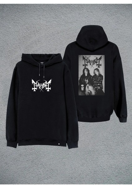 Mayhem Müzik Grubu Özel Tasarım Baskılı Çift Taraflı Unisex Kapşonlu Sweat Hoodie