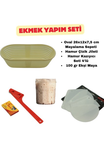 Ekmek Yapım Seti Oval 26 cm + Ekşi Maya