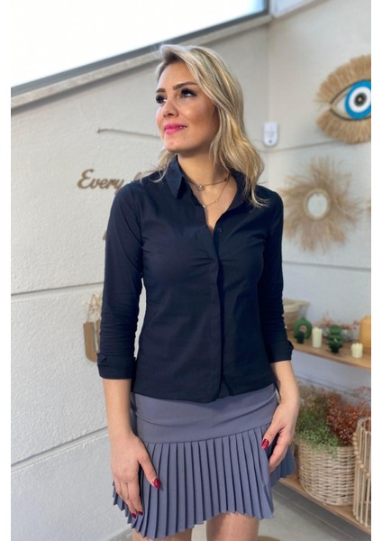 Gizli Patlı Slim Fit Gömlek