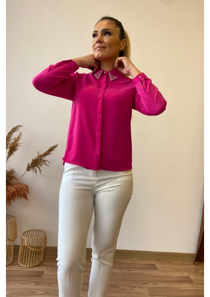 Yaka Ucu Taşlı Jessica Gömlek modelleri