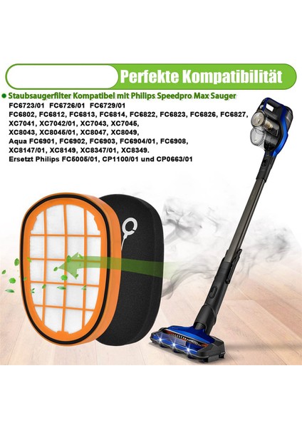 Philips Speedpro Max Aqua El Tipi FC6812 FC6813 ile Uyumlu 4 Paket Filtre (Yurt Dışından)