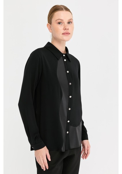 Deri Kombinli Tunik Siyah modelleri