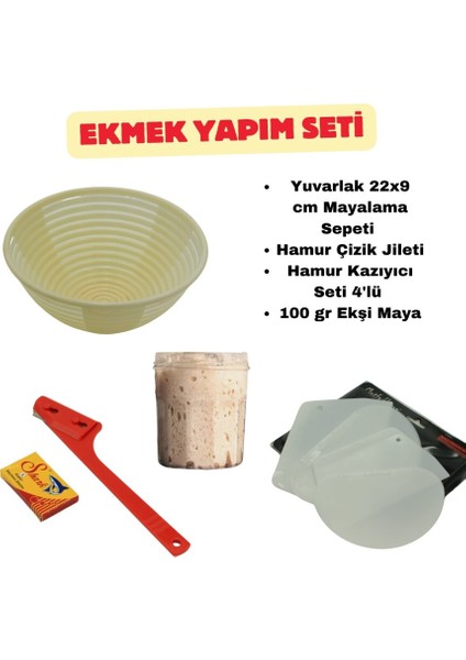 Ekmek Yapım Seti Yuvarlak 22 cm + Ekşi Maya