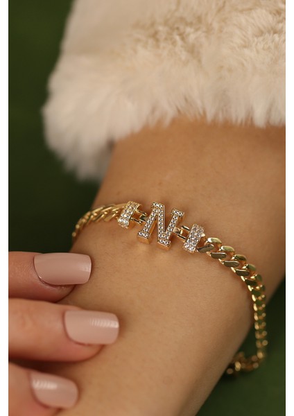 N Harf Gurmet Altın Bileklik ( Her Harf Mevcuttur )Altın Bileklik CGKBLK0226