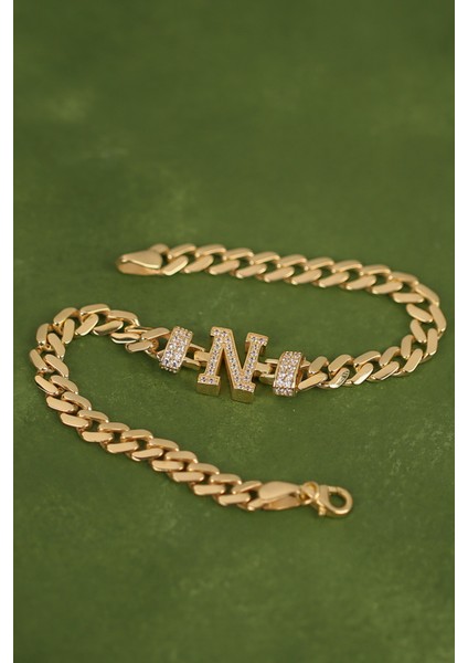 N Harf Gurmet Altın Bileklik ( Her Harf Mevcuttur )Altın Bileklik CGKBLK0226 fırsatları