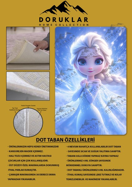Kaymaz Taban Makinada Yıkanabilir Dijital Baskı Modern Desenli Genç Odası ve Çocuk Odası Halısı Dot Taban Halı