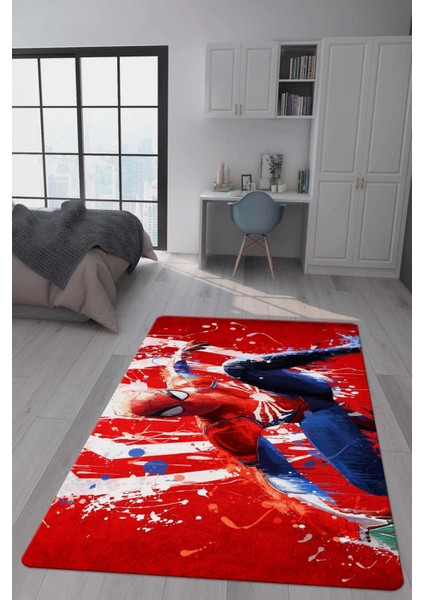 Kaymaz Taban Makinada Yıkanabilir Dijital Baskı Modern Desenli Genç Odası ve Çocuk Odası Halısı Dot Taban Halı