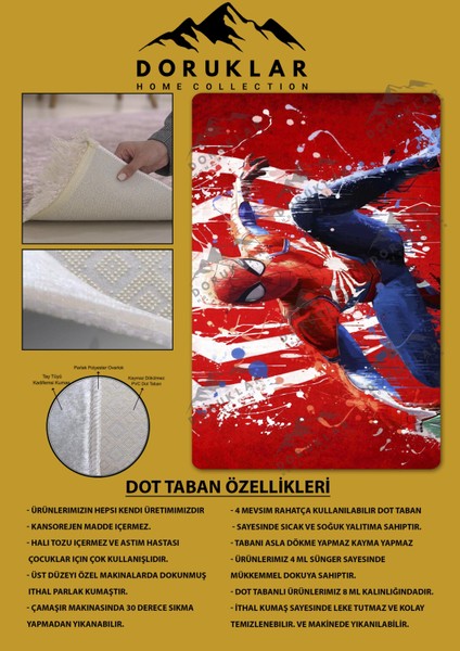 Kaymaz Taban Makinada Yıkanabilir Dijital Baskı Modern Desenli Genç Odası ve Çocuk Odası Halısı Dot Taban Halı fiyatları