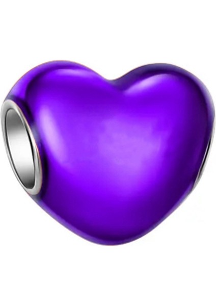 Metalik Mor Kalp Charm