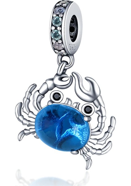 925 Ayar Gümüş Mavi Taşlı Yengeç Sallantılı Charm FBNSMC567 fiyatları