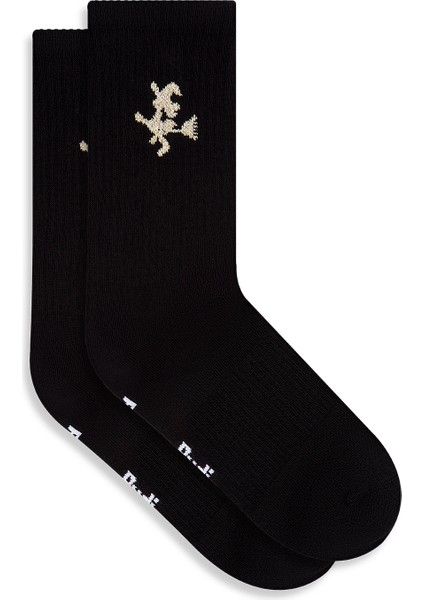 Kadın Simli Cadı Logolu Siyah Antrenman Tenis Fitness Spor Çorap