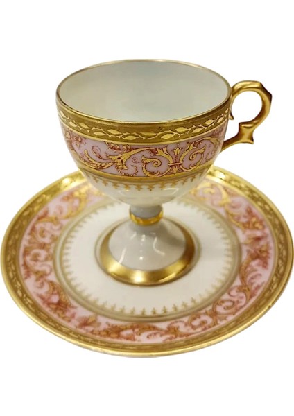 Fransız Limoges Damga Pedestal Ayak Kahve Fincanı