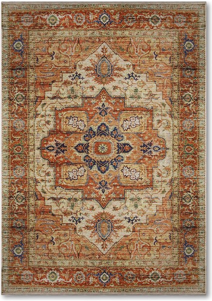 Ethnic Vintage Dijital/şönil Kaydırmaz Kilim Çok Renkli