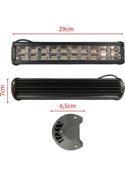 192W 64 LED Quattro Off Road Gündüz Sis Farı Lambası 29CM 12V