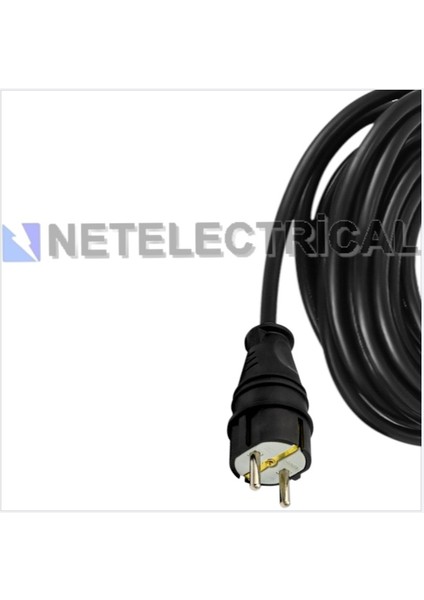 Kauçuk Tekli Topraklı Ara Uzatma Kablosu 13 Metre 3x2,5 Mm² Ttr Kalın Siyah Kablolu
