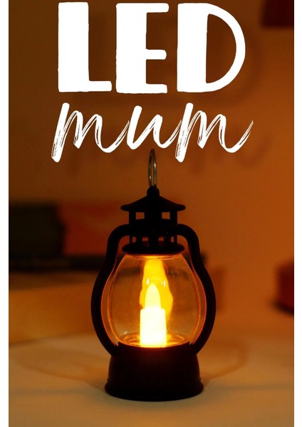 LED Mum Mini Kamp Tipi 1 Adet Pil Dahil Dumansız Alev Ledli Dekor Işığı Siyah PT430