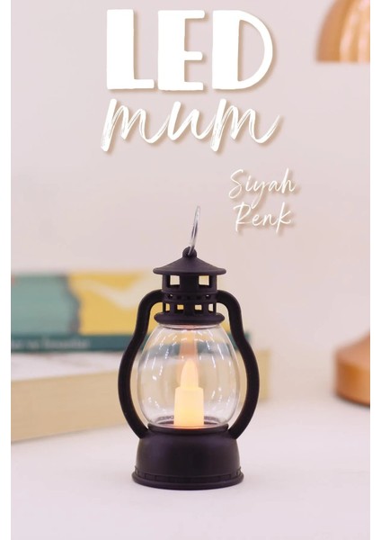 LED Mum Mini Kamp Tipi 1 Adet Pil Dahil Dumansız Alev Ledli Dekor Işığı Siyah PT430