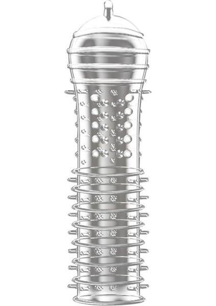 Pembe Tilki Şeffaf Silikon Penis Kılıfı Tırtıklı