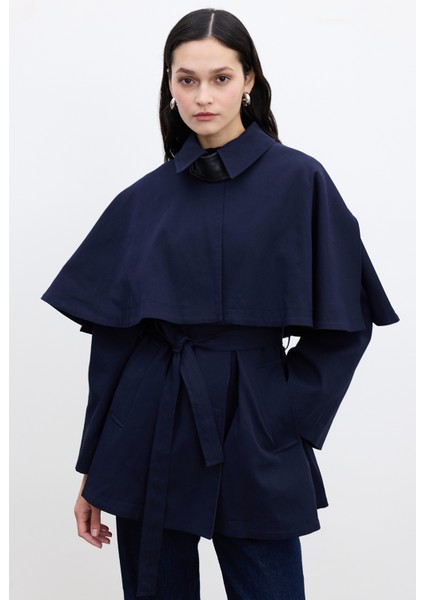 Pelerin Detaylı Trençkot Lacivert fiyatları