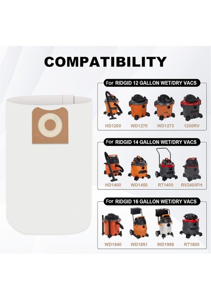 12-16 Galon WD1950 WD1956 WD1850 WD1851 RV2400HF WD1450 WD1680 WD1270 Için 7 Adet VF3502 Vakum Torbası (Yurt Dışından) fırsatları