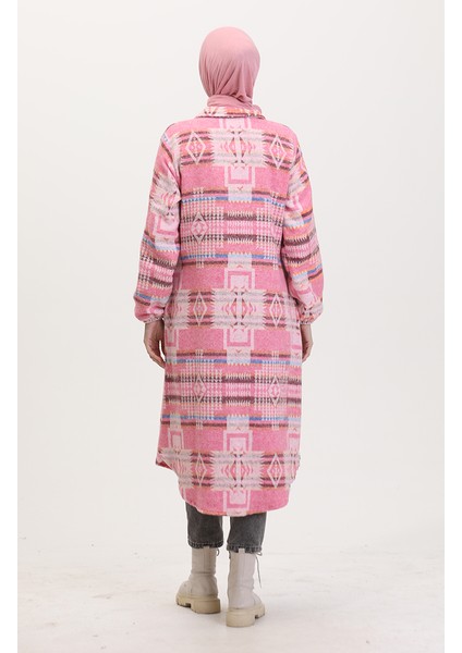 Etnik Desen Düğmeli Kap 0556-03 Pembe indirimleri