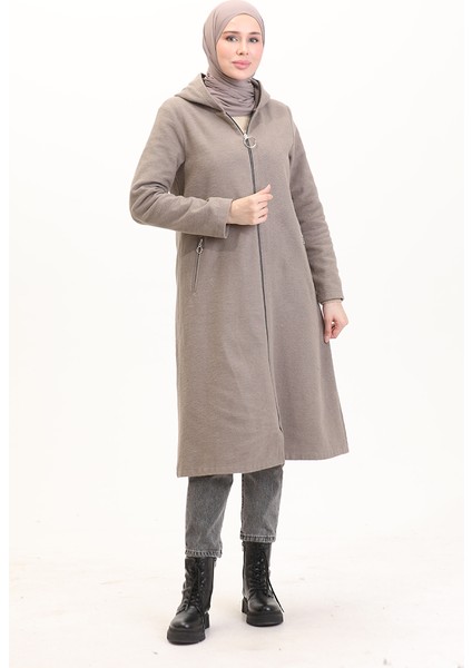 Kapüşonlu Kaşe Kap 8001-05 Vizon