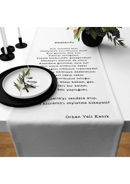 Dedikodu - Şiir Runner Örtü - 40 cm x 140 cm