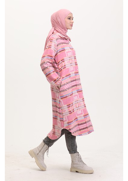 Etnik Desen Düğmeli Kap 0556-03 Pembe fiyatları