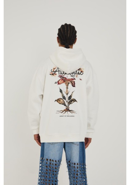 Kapüşonlu Authentic Baskı Oversize Erkek Sweatshirt