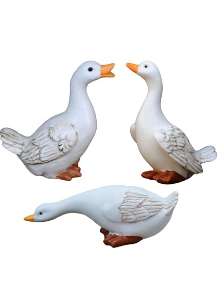 3 Ördek Heykeli Dekorasyon Açık Heykel El Yapımı (Yurt Dışından)