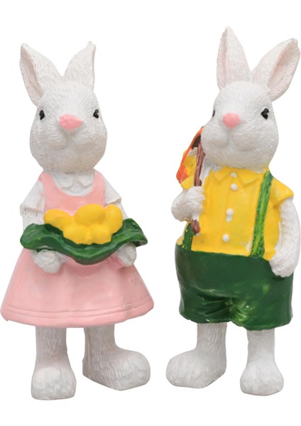 2x Paskalya Tavşanı Figürleri Paskalya Dekor Heykelleri Balkon Odası Için (Yurt Dışından)
