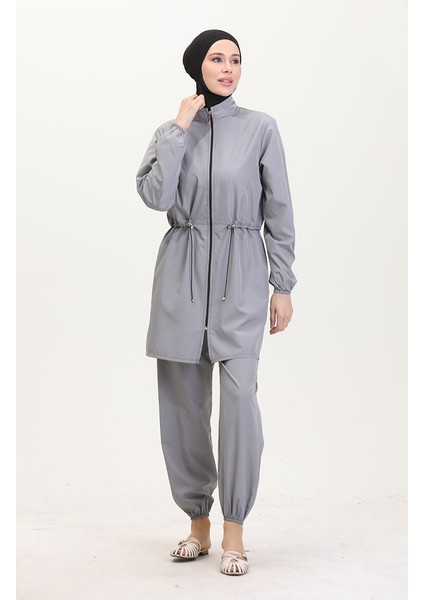 Fermuarlı Tesettür Mayo 9002-01 Gri