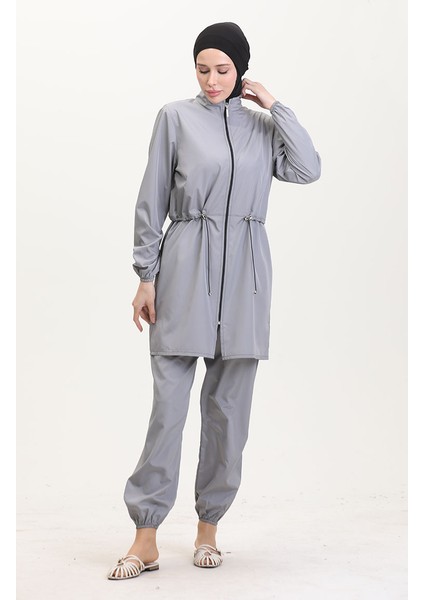 Fermuarlı Tesettür Mayo 9002-01 Gri fiyatları