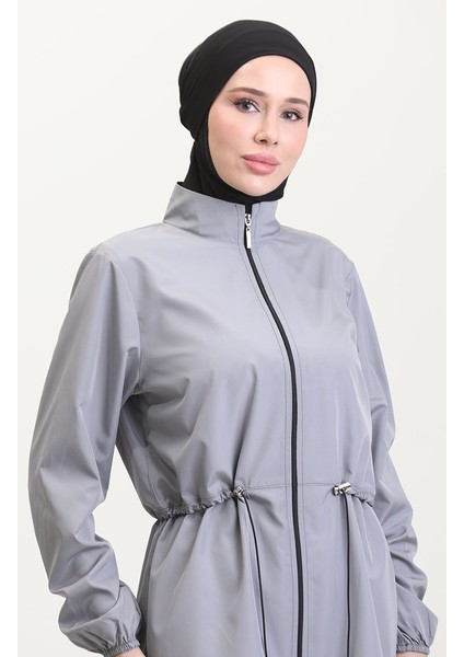 Fermuarlı Tesettür Mayo 9002-01 Gri modelleri