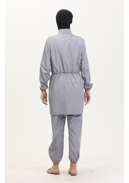 Fermuarlı Tesettür Mayo 9002-01 Gri indirimleri