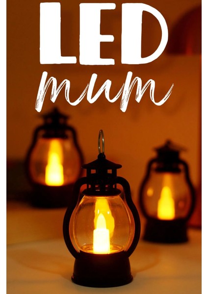 LED Mum Mini Kamp Tipi 3 Adet Pil Dahil Dumansız Alev Ledli Dekor Işığı Siyah PT430