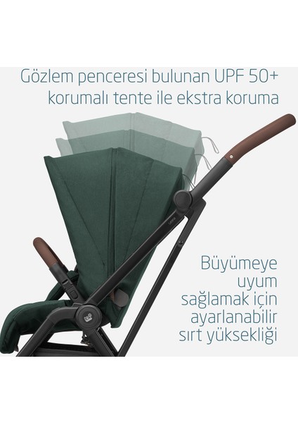 Leona2 Çift Yönlü Uzatılabilir Sırt Desteği Tam Yatabilir Bebek Arabası Twillic Green