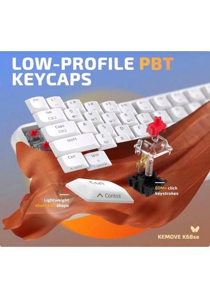 K68SE %65 Sade Tasarım USB Beyaz Mekanik Red Switch Gaming Oyuncu Klavyesi Aparat Hediyeli fırsatları