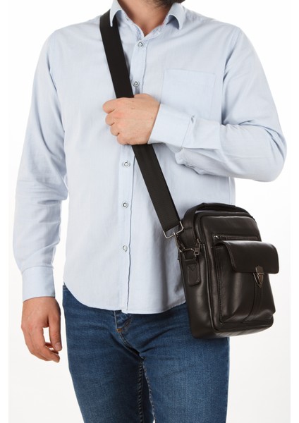 Erkek Siyah Hakki Deri Çapraz Askılı El ve Omuz Çantası newpolo294 fiyatları