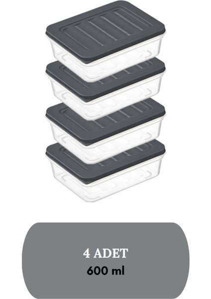 4'lü Buzdolabı Organizeri Mikrodalga ve Dipfrize Uygun Saklama Kabı Antrasit modelleri