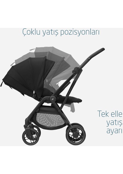 Leona2 Çift Yönlü Uzatılabilir Sırt Desteği Tam Yatabilir Bebek Arabası Twillic Black