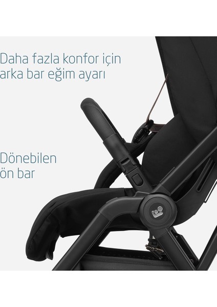 Leona2 Çift Yönlü Uzatılabilir Sırt Desteği Tam Yatabilir Bebek Arabası Twillic Black