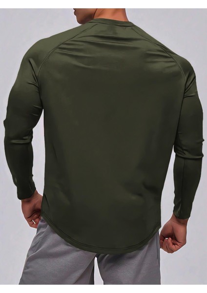 Erkek Running Sports Reglan Oval Kesim Uzun Kollu Pamuklu Penye T-Shirt fiyatları